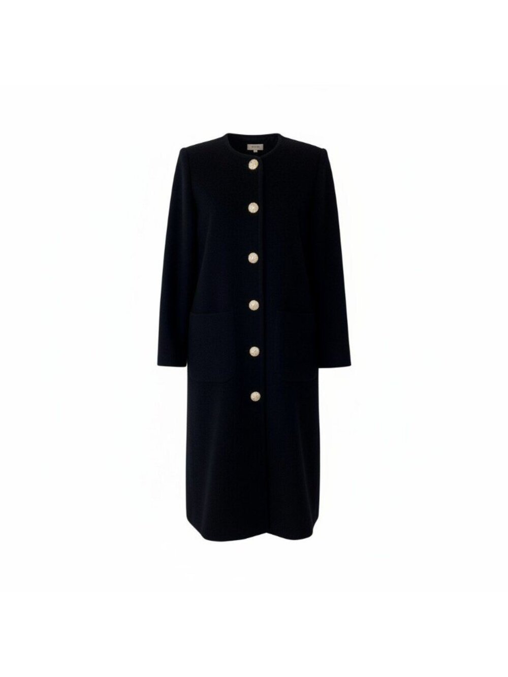 Saint Laurent Color Knit Coat Bijou Button Long L Black Wool